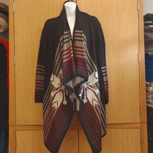 Be cool LS SZ M/L Brown With Stripes Open Ruana/Cardigan/Floater